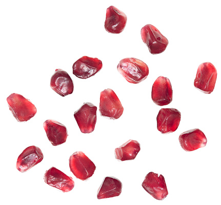 Set pomegranate whole, cut in half isolated on white background. Clipping Path. Full depth of field.