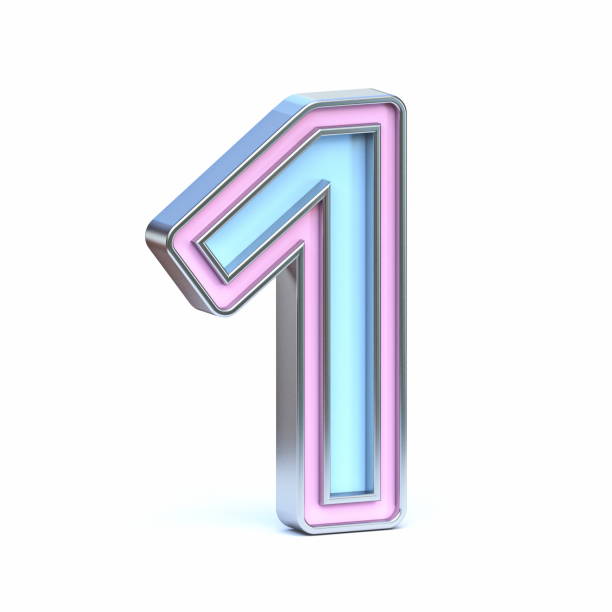 istock Blue and pink metal font Number 1 ONE 3D 1398787566