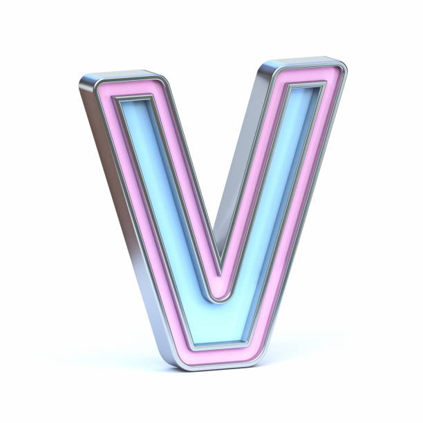 istock Blue and pink metal font Letter V 3D 1398787567