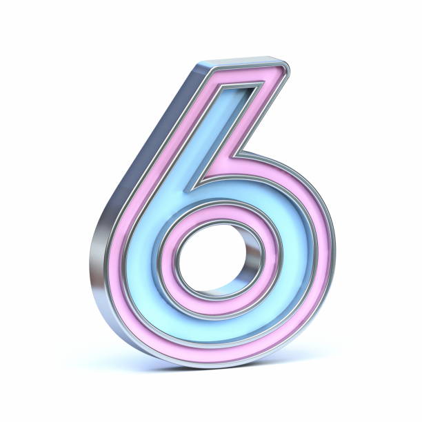 istock Blue and pink metal font Number 6 SIX 3D 1398788242