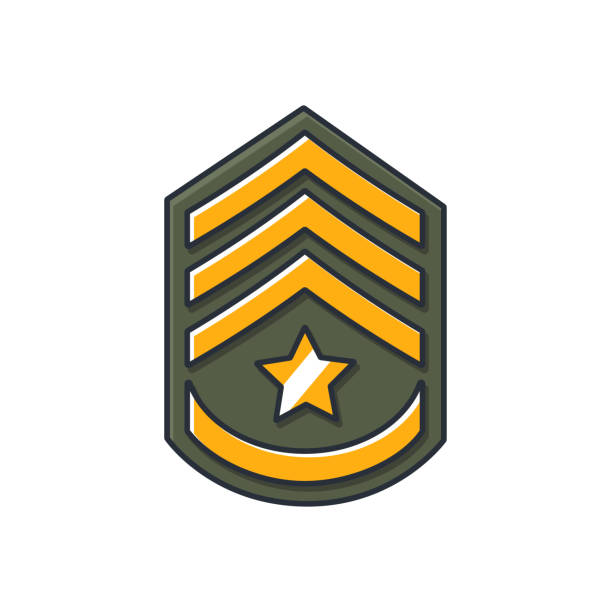 kolorowa cienka ikona stopnia sierżanta armii, ilustracja wektorowa koncepcji biznesu i finansów. - sergeant stock illustrations