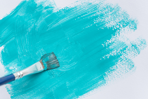 Grunge Brush Strokes of Blue Color Paint