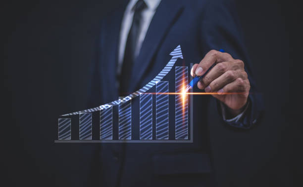 istock Businessman visual screen Business development to success and growing growth concept. 1398791701