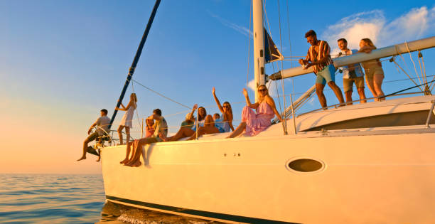 istock Friends having party on boat 1398793100