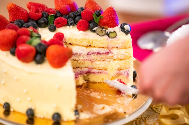 istock woman cutting cake 1398793160