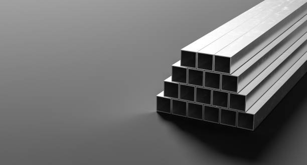 istock Metal profiles isolated on dark background. Steel profiles for structural reinforcement. 3D illustration 1398793498