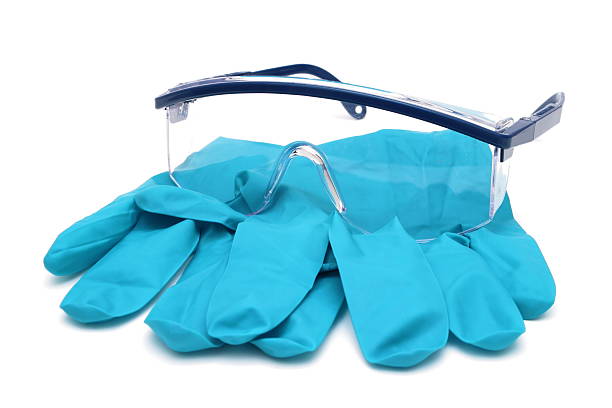 Isolation of safety glasses and nitrile gloves
