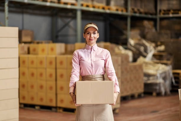 istock A food factory worker relocating goods in warehouse. 1398801472