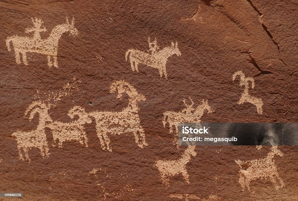 Wolfe Ranch Petroglyphs Petroglyphs at Arches National Park American Culture Stock Photo