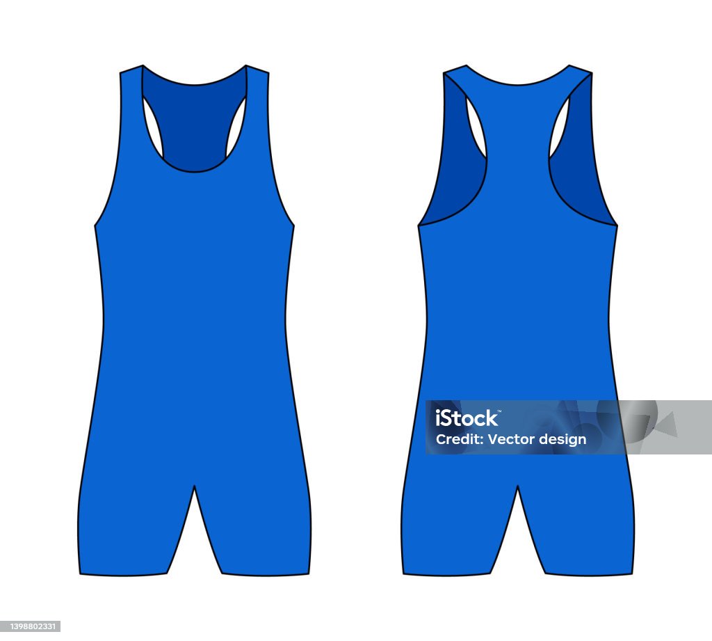 Blue Wrestling Singlet Template On White Background Stock Illustration