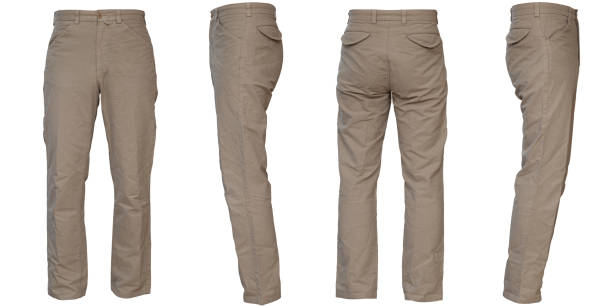 istock Beige casual pants, cutouts in 4 directions, front, back, left and right 1398802391