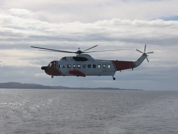 British coastguard helicopter off the coast of Scotland