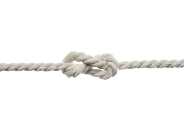 istock Cotton rope with knot on white background 1398805197