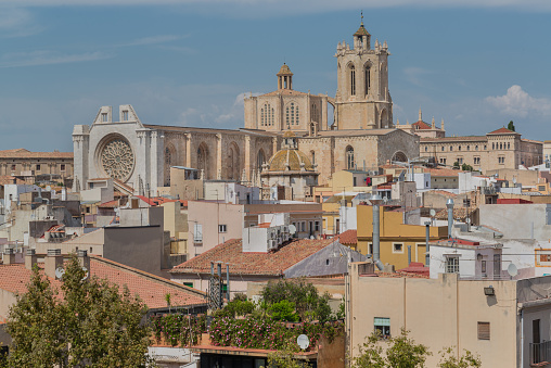 The Santa Tecla Cathedral seen from a hill in Tarragona