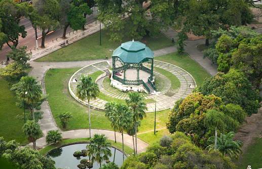 Aerial view of historic bandstand at Praça da República (Republic Square) in Belém do Pará, Amazon, Brazil. July, 2009.