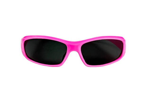 istock Bright pink plastic sunglasses with dark lenses isolated on white background 1398812498