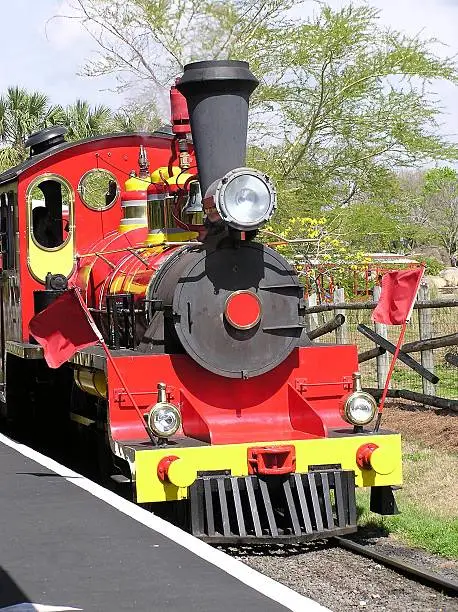 A red train engine