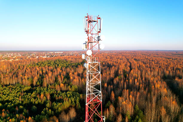 istock Mobile Tower installation. Cell site and Telecom Base Station. 1398815920