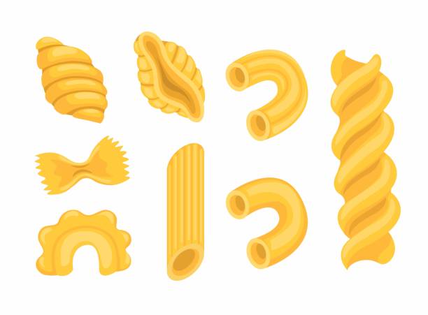ilustrações de stock, clip art, desenhos animados e ícones de pasta type italian noodle collection set cartoon illustration vector - restaurant pasta italian culture dinner