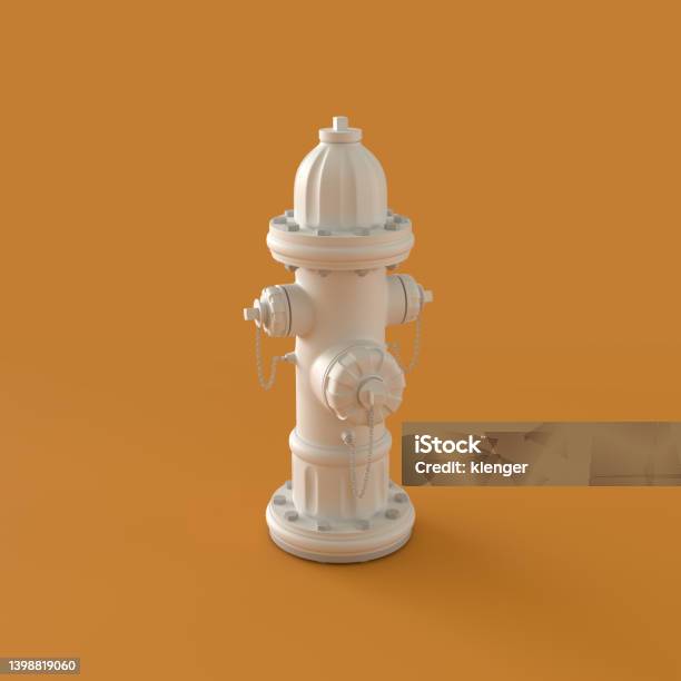 Monochrome Fire Hydrant On Orange Background 3d Rendering Stock Photo - Download Image Now