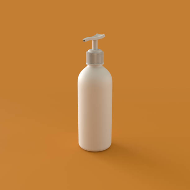 Monochrome Lotion Bottle on Orange Background, 3d Rendering