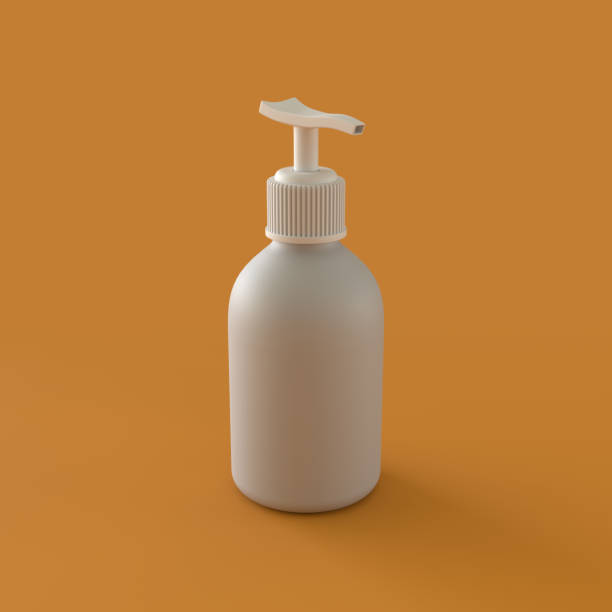 istock Monochrome Lotion Bottle on Orange Background, 3d Rendering 1398819289