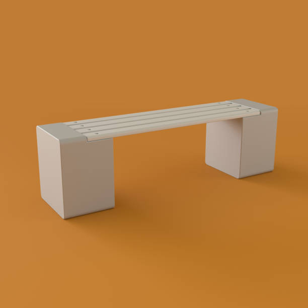 istock Monochrome Park Bench on Orange Background, 3d Rendering 1398819377