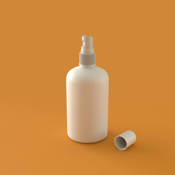istock Monochrome Spray Bottle on Orange Background, 3d Rendering 1398819400
