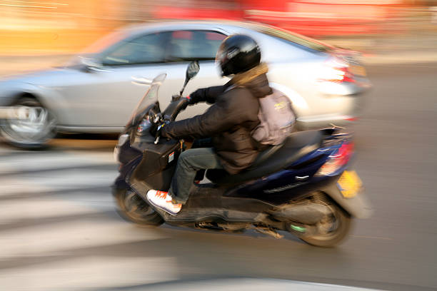 istock Motorcyclist on the busy roads in Paris 139882113