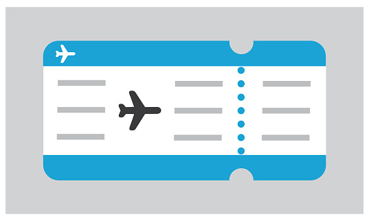 Plane ticket, simple flat line art style, vector.