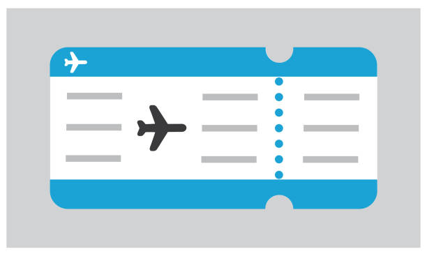 Plane ticket, simple flat line art style, vector. Plane ticket, simple flat line art style, vector. airplane ticket stock illustrations