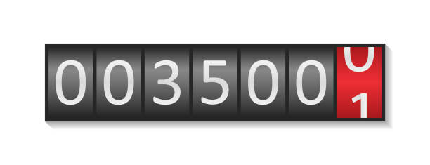 Electric counter. Electric meter with numbers. Display of odometer. Counter of kilowatt energy. Dial with watt. Icon for gauge of device. Gauge panel. Vector Electric counter. Electric meter with numbers. Display of odometer. Counter of kilowatt energy. Dial with watt. Icon for gauge of device. Gauge panel. Vector. last mile stock illustrations