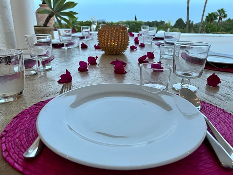 Tropical style dinner table