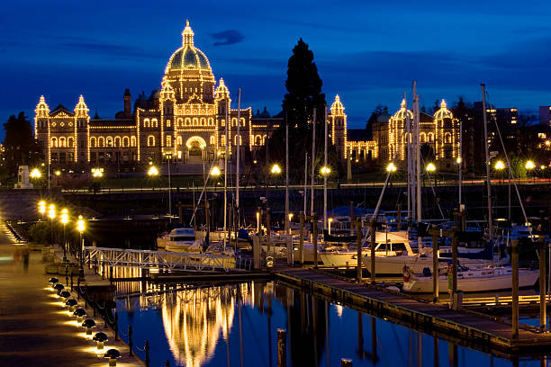 istock Lit up building in Victoria, British Columbia 139882419