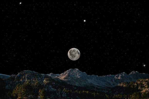 istock Beautiful view of mountain range and starry sky 1398825349