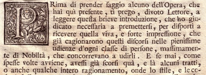 beginning of an italian ancient (1700) book