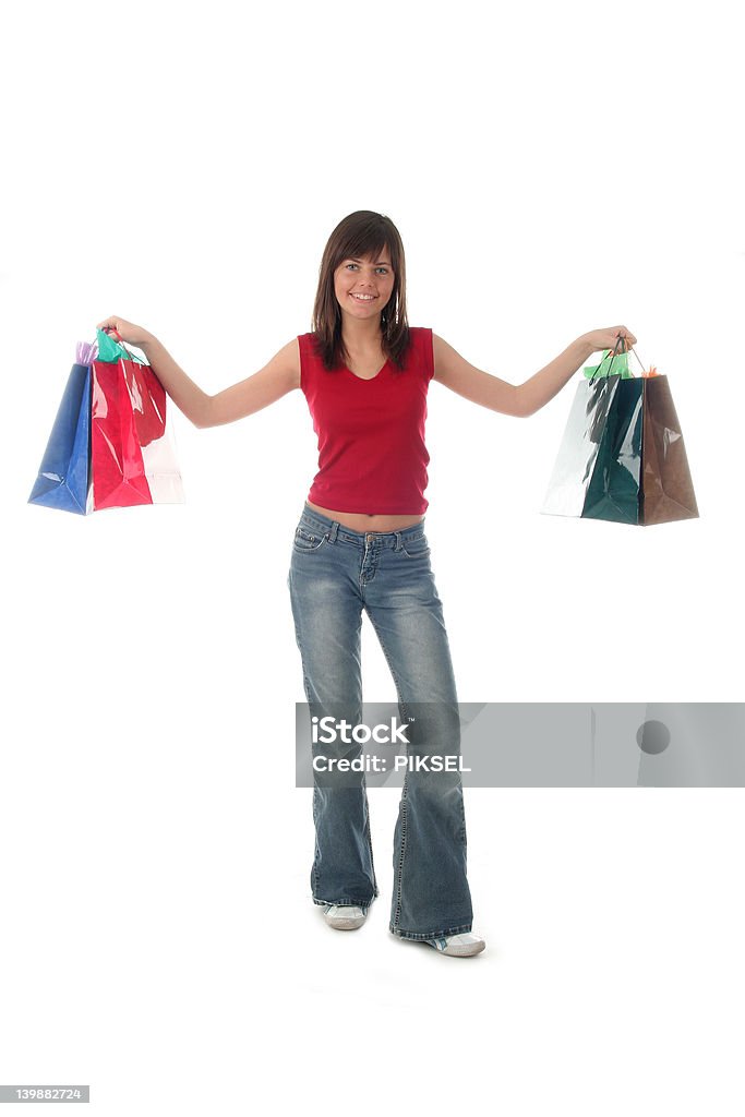 Mädchen mit Einkaufstasche - Lizenzfrei Einkaufen Stock-Foto