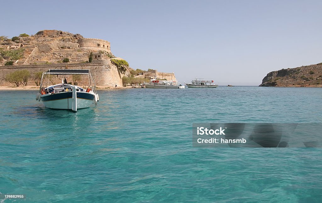 Spinalonga, Greece Island of Spinalonga for the coast of Crete,Greece Blue Stock Photo