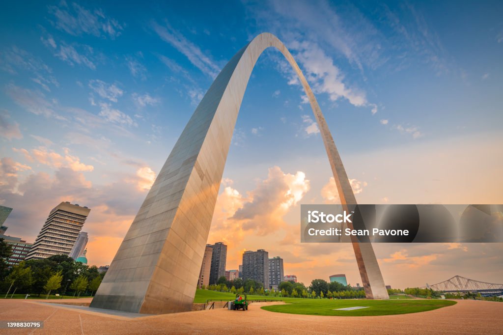 St. Louis, Missouri, USA Downtown St. Louis, Missouri, USA viewed from below the arch. St. Louis - Missouri Stock Photo