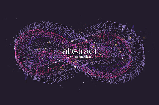 Array with dynamic particles. 3D molecular object for medicine, science, technology, chemistry and biology. Vector illustration.