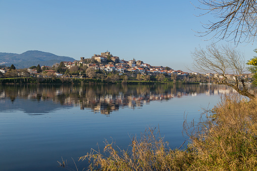 View of the River Minho from the International Bridge of Tui, Valença do Minho, Portugal