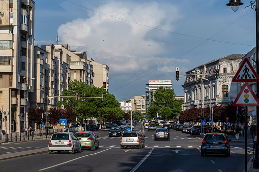Craiova, Dolj County, Romania – May 14, 2022:  Street view  on May 14, 2022 in  Craiova, Romania.