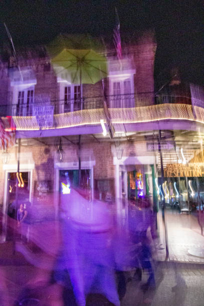 Night scene on New Orleans Street stock photo