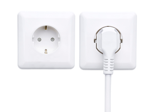 White socket insulated against a white background