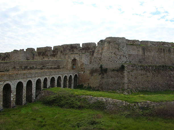 Castle gate and walls stock photo