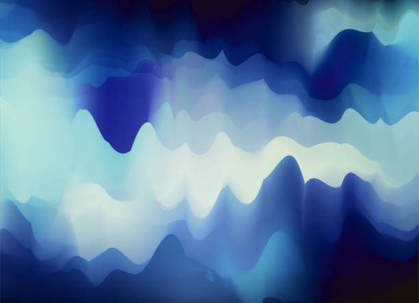 벡터 수채화 잉크 워시 페인팅 산 패턴, 유동성 액체 효과 추상 배경 일러스트 레이 션 - fluidity water abstract blue stock illustrations