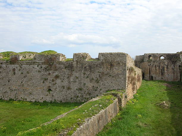 Greek historic castle ruins stock photo