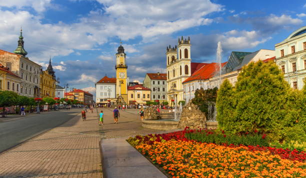 Banska Bystrica's main square, Slovakia stock photo