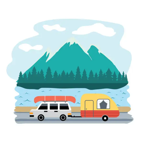 Vector illustration of Camping Adventure On A transparent Base