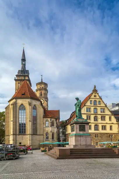 Schillerplatz square in Stuttgart city center, Germany